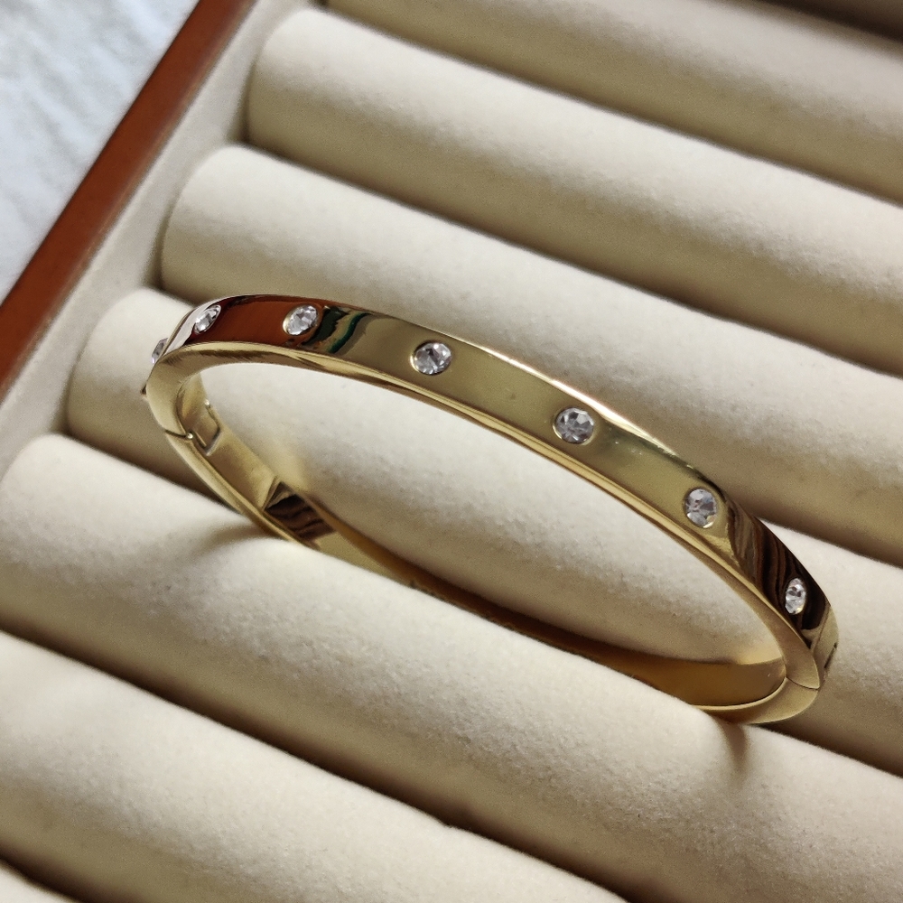 Kate Spade 14K Gold Plated Crystal Hinge Bangle